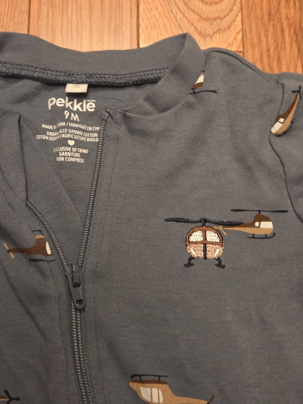 5/$20 Pekkle 9M Navy Helicopter Zipper Footed One-Piece Sleeper Pajamas - Picture 2 of 4